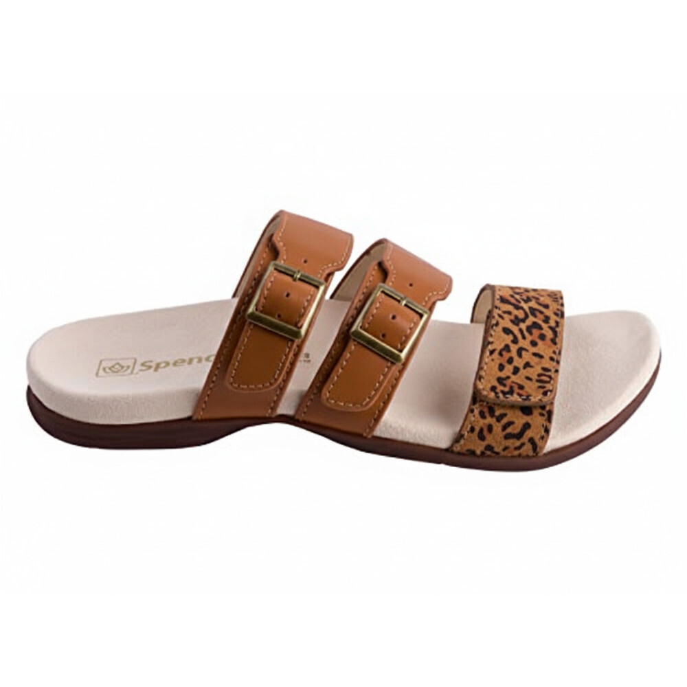 Revitalign Sandals Women's US 7.5 Saddle Cheetah Print Open Toe Slide GAL668